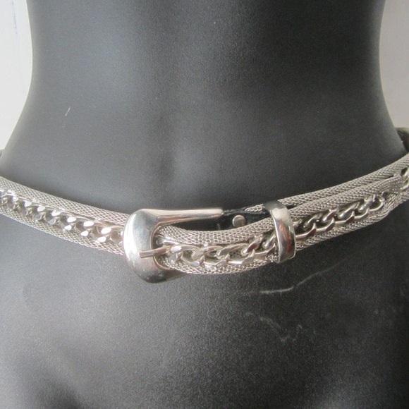 Accessories - Vintage Silver Mesh and Link Belt, Size S/M 28"